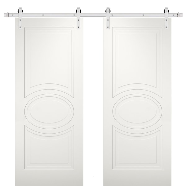 Vdomdoors Double Barn Interior Door, 84" x 96", White MELA7001DB-S-WS-8496 - main
